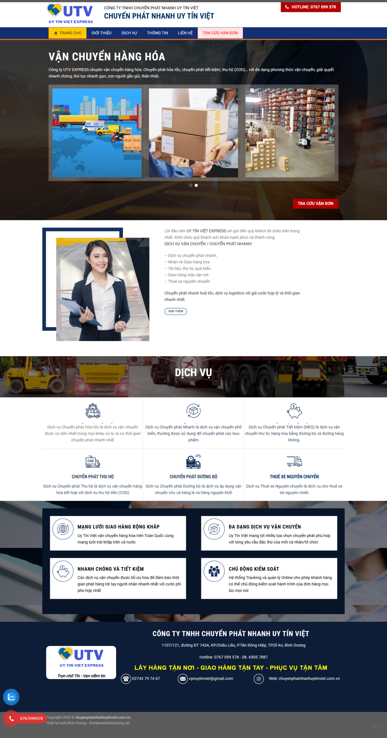 Thiết kế web Công ty Chuyển Phát Nhanh Uy Tín Việt chuyenphatnhanhuytinviet.com.vn